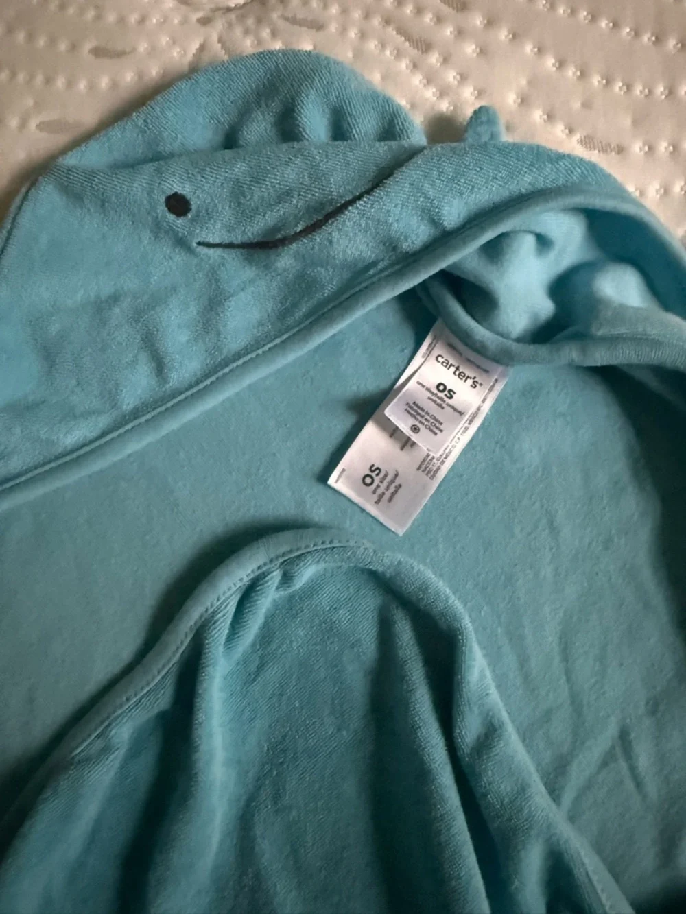 Carter's Light Blue Hooded Baby Towel with Whale Detail